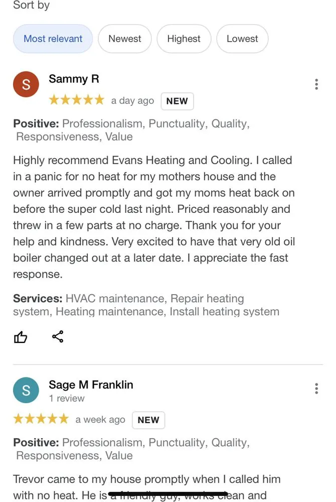 Slide of Evans Heating & Cooling
