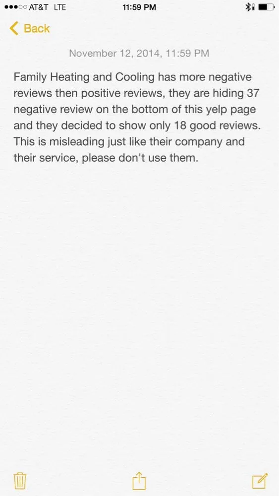 Slide of Family Heating, Cooling & Electrical