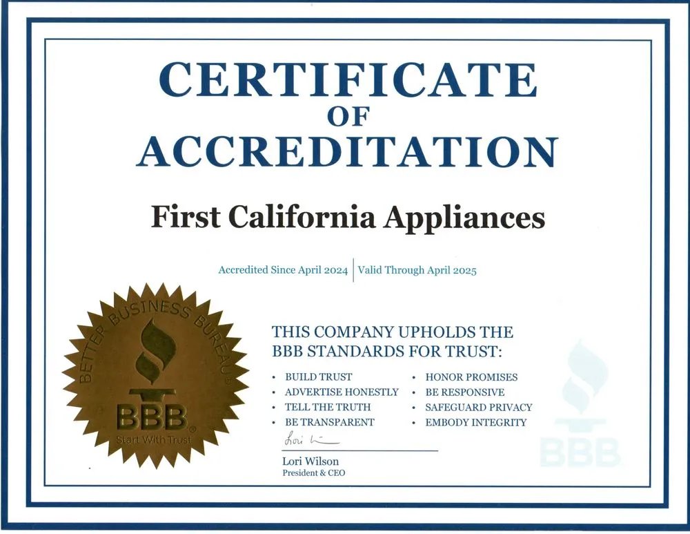 Slide of First California Appliances