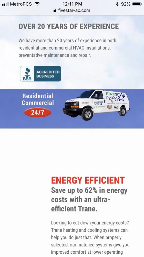 Slide of Five Star Air Conditioning & Heating