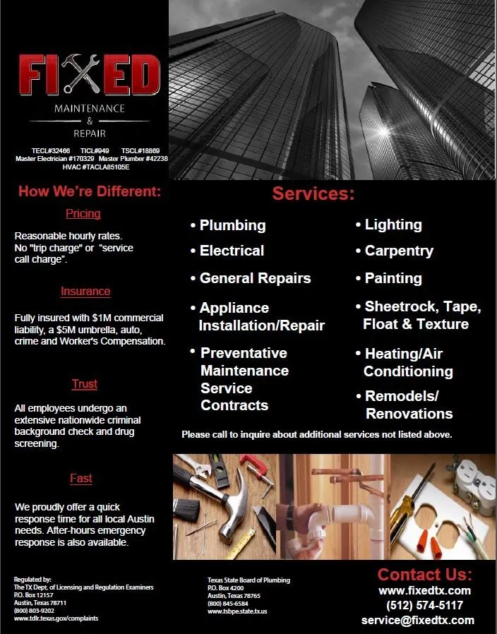 Slide of Fixed Maintenance and Repair