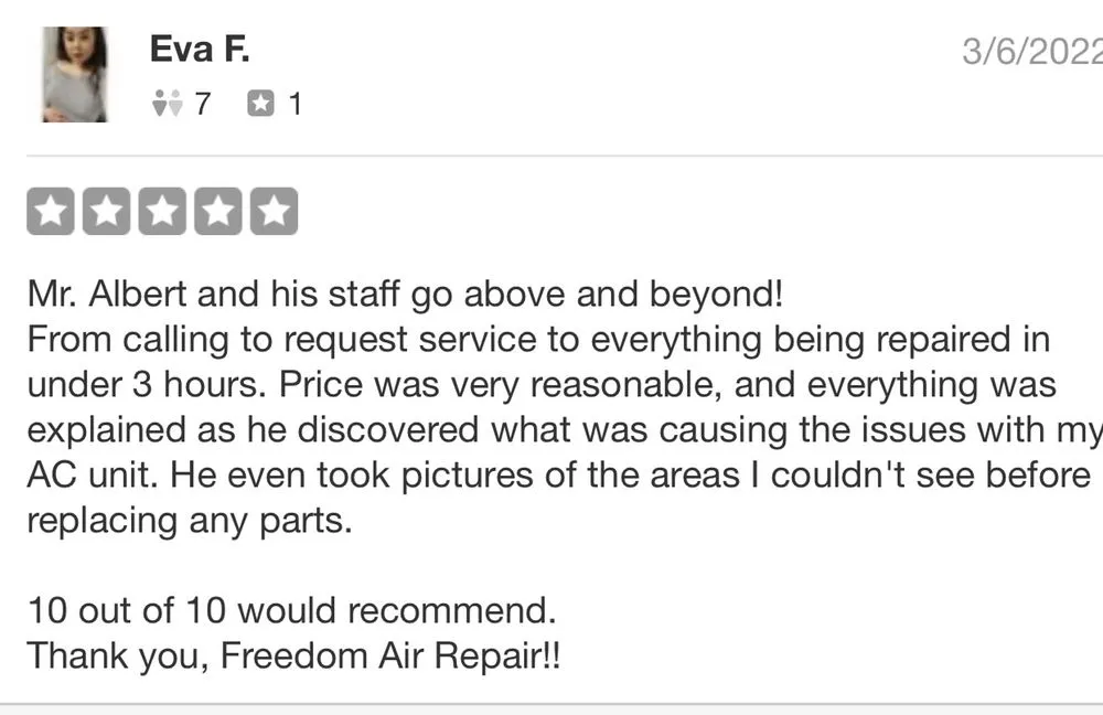 Slide of Freedom Air Repair