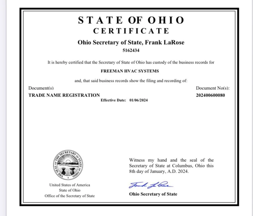 Slide of Freeman HVAC Systems