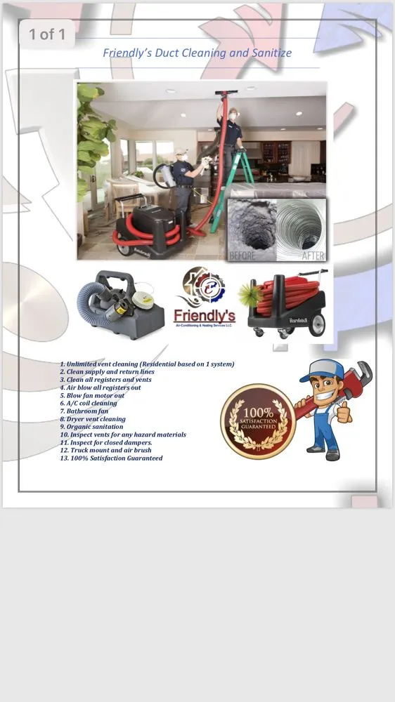 Slide of Friendly's Air Conditioning and Heating Services