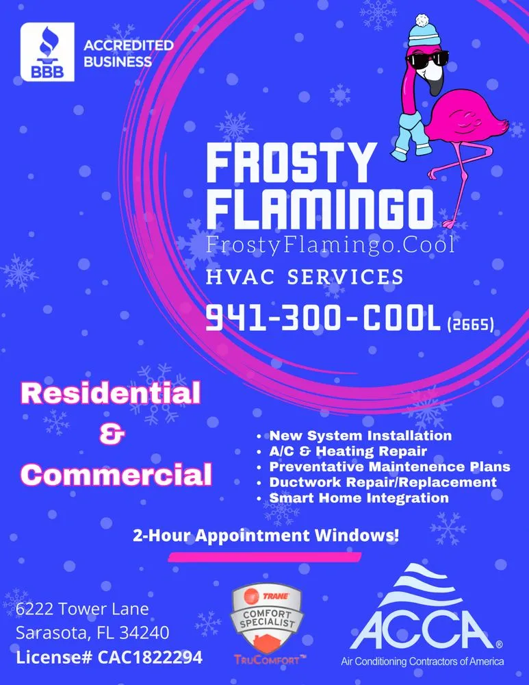 Slide of Frosty Flamingo HVAC Services