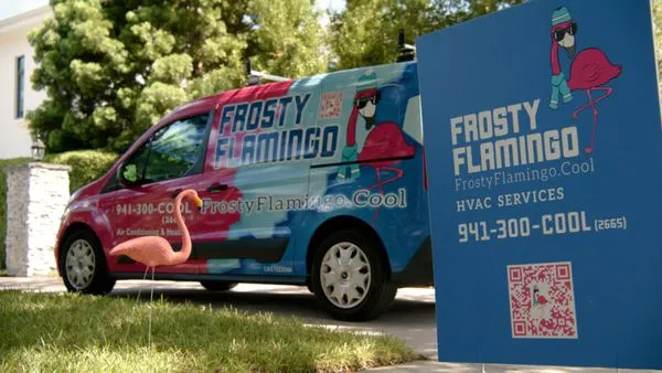 Frosty Flamingo HVAC Services Logo