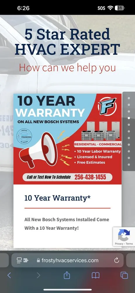 Slide of Frosty Heating & Cooling