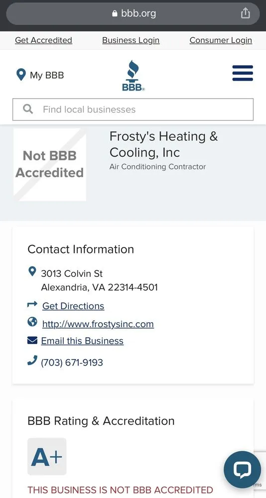 Slide of Frosty's Heating & Cooling