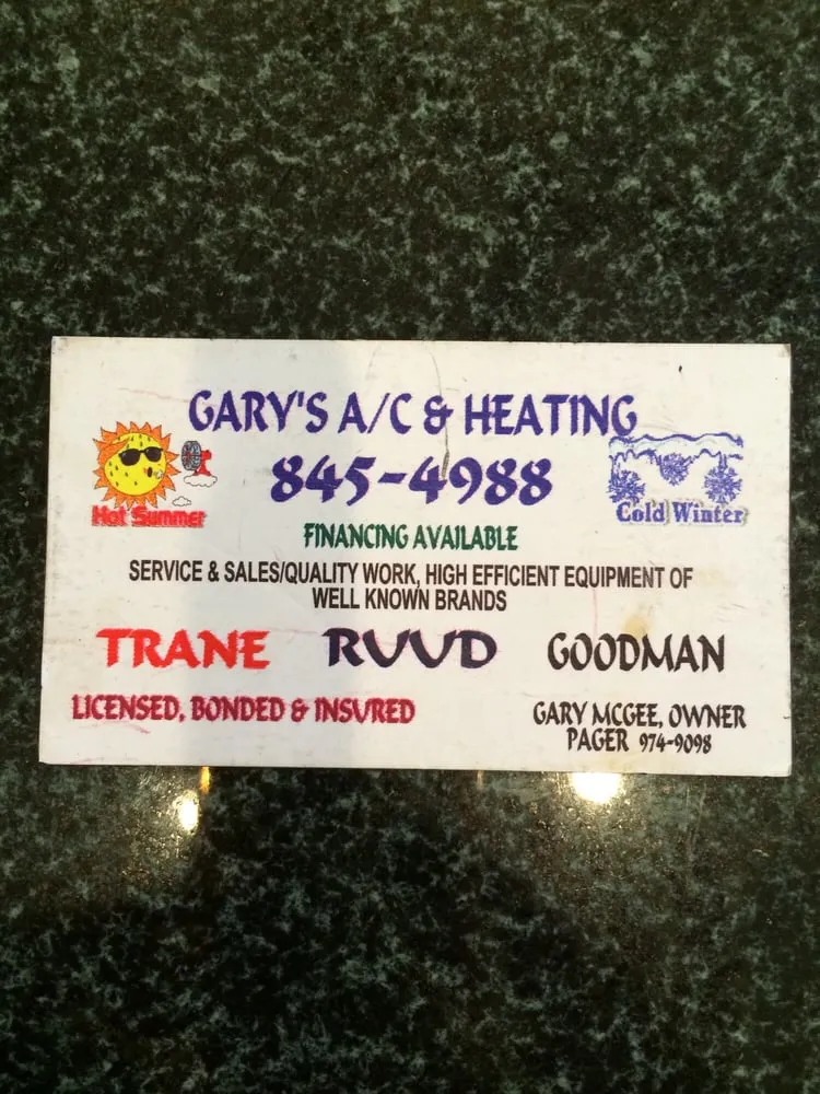 Slide of Gary's A-C & Heating
