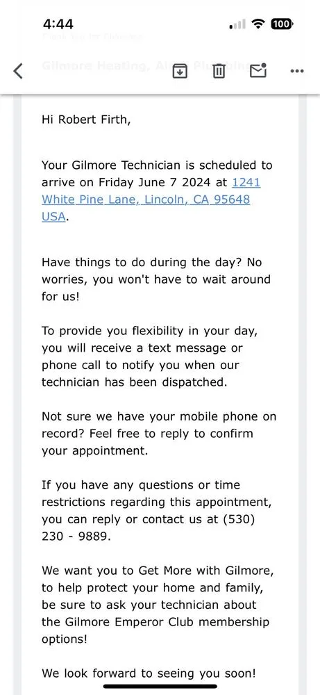 Slide of Gilmore Heating Air and Plumbing