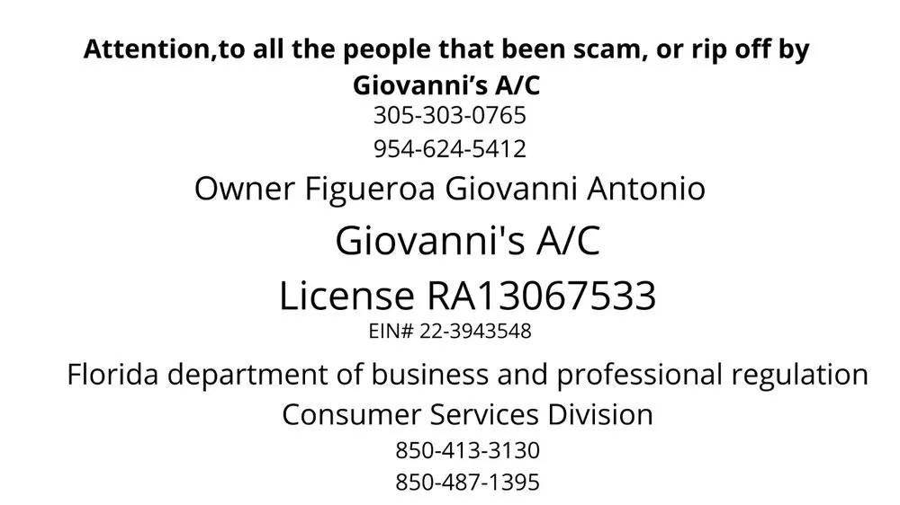 Slide of Giovanni's A/C
