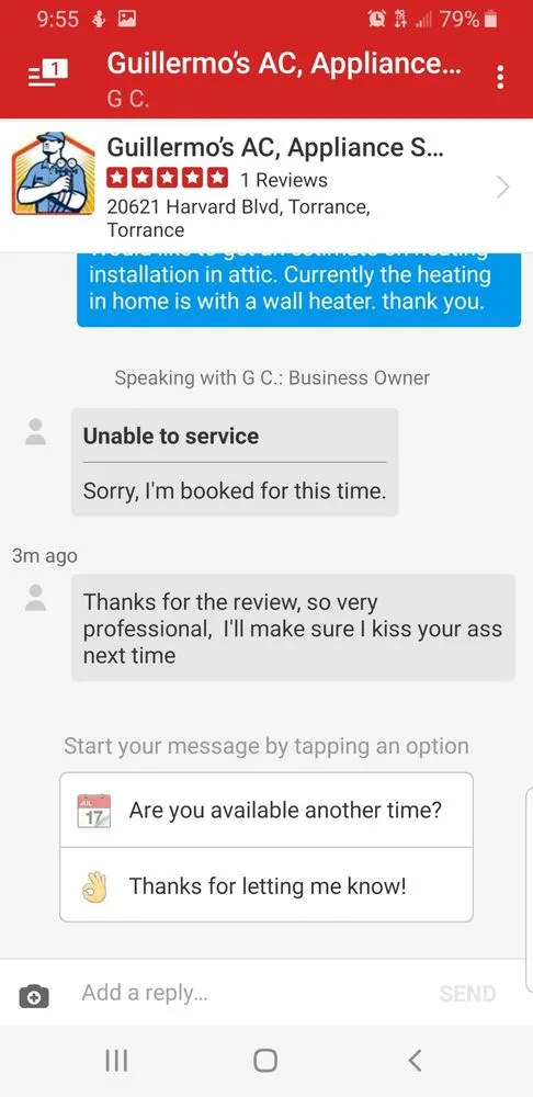 Slide of Guillermo's AC, Appliance Service and Repairs