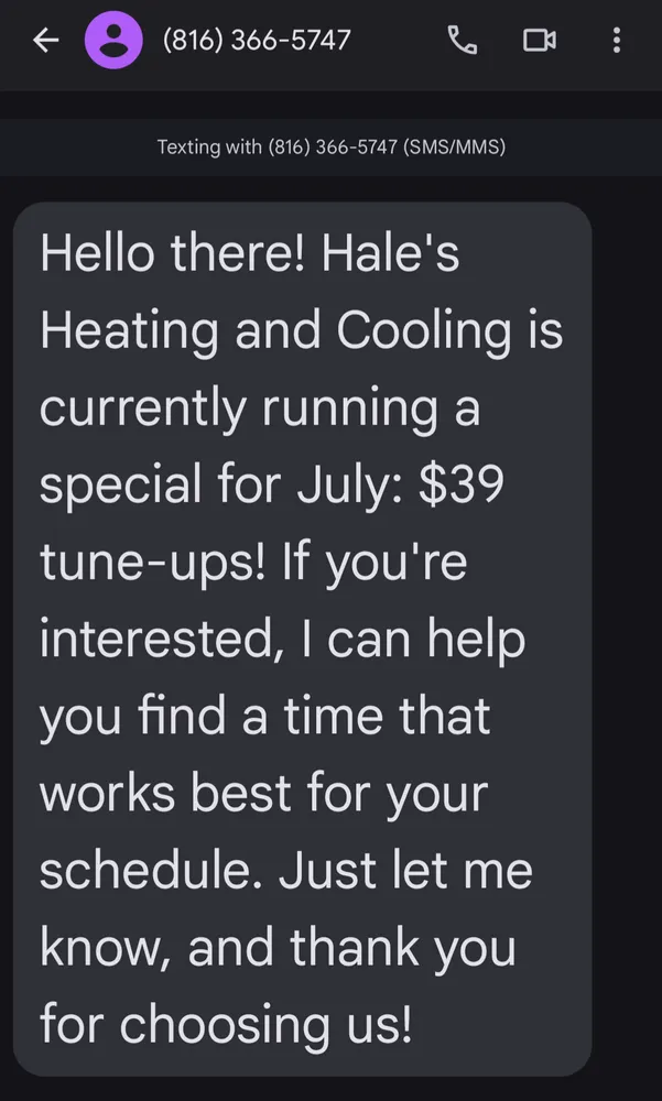 Slide of Hale's Heating & Cooling