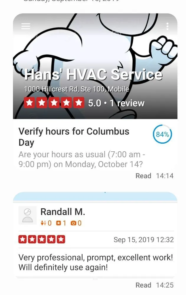 Slide of Hans' HVAC Service