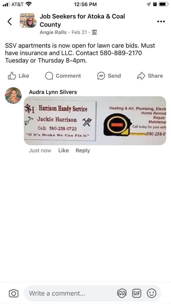 Slide of Harrison Handy Service