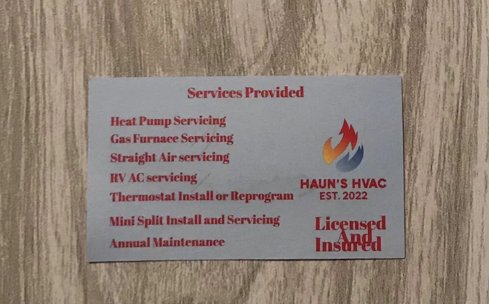 Slide of Haun's HVAC