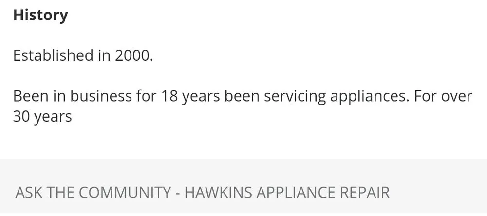 Slide of Hawkins Appliance Repair