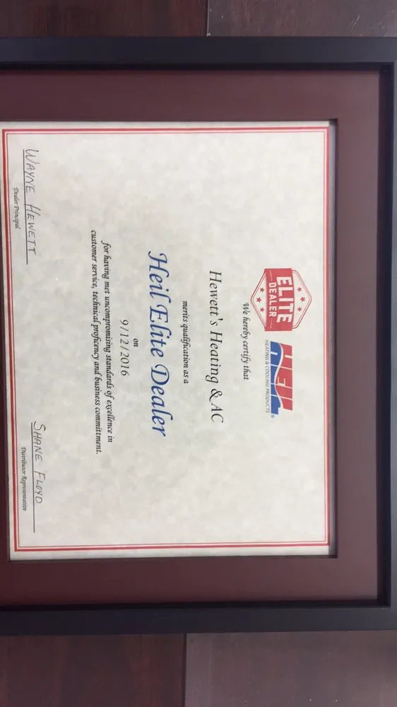 Slide of Hewett's Heating & Air Conditioning Inc