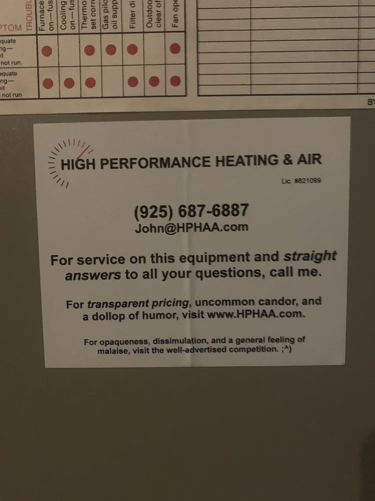 Slide of High Performance Heating & Air