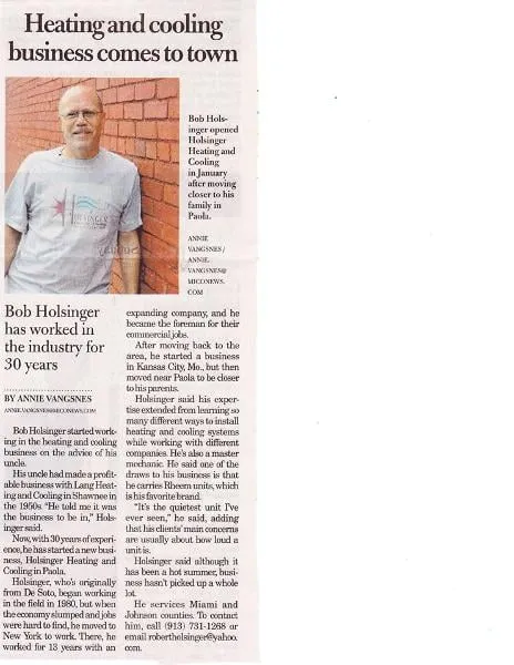 Slide of Holsinger Heating and Cooling