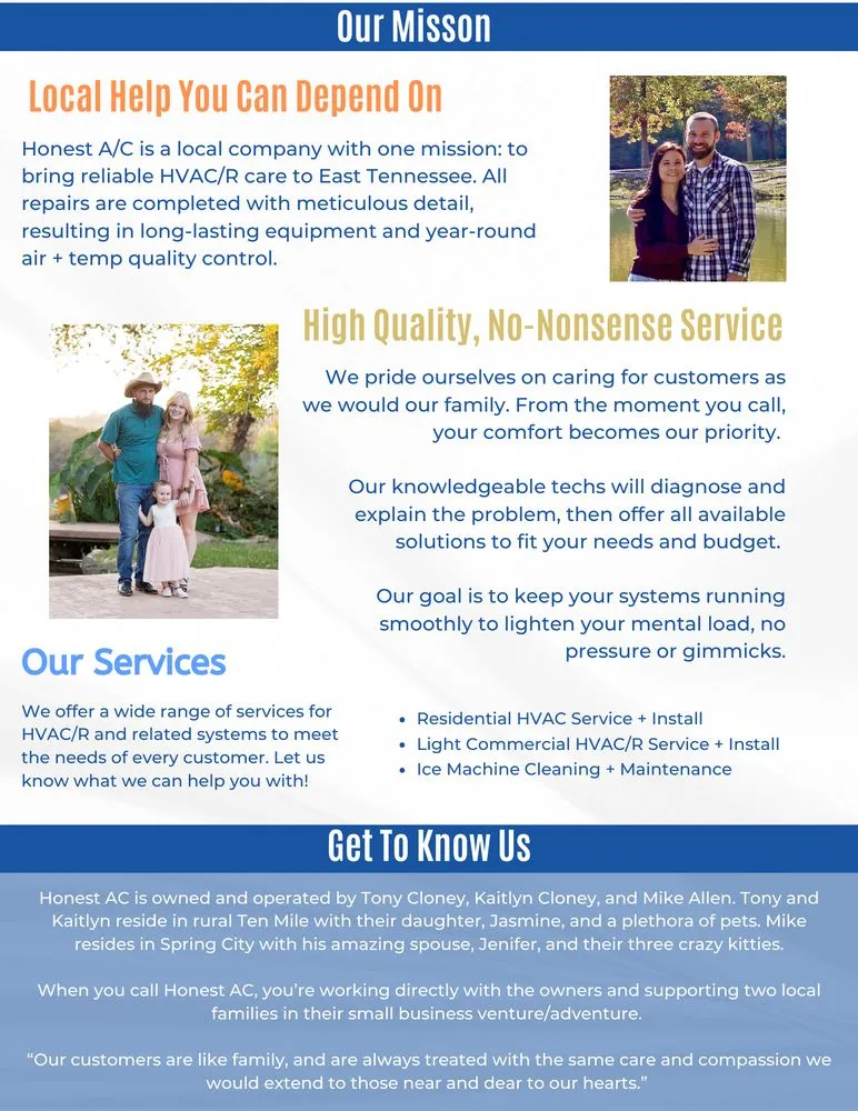 Reliable air conditioning service for residential systems across Ten Mile, TN - Honest A/C