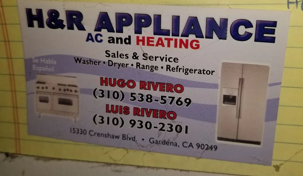 Slide of H&R Appliance