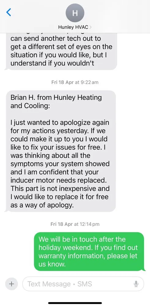 Slide of Hunley Heating and Cooling