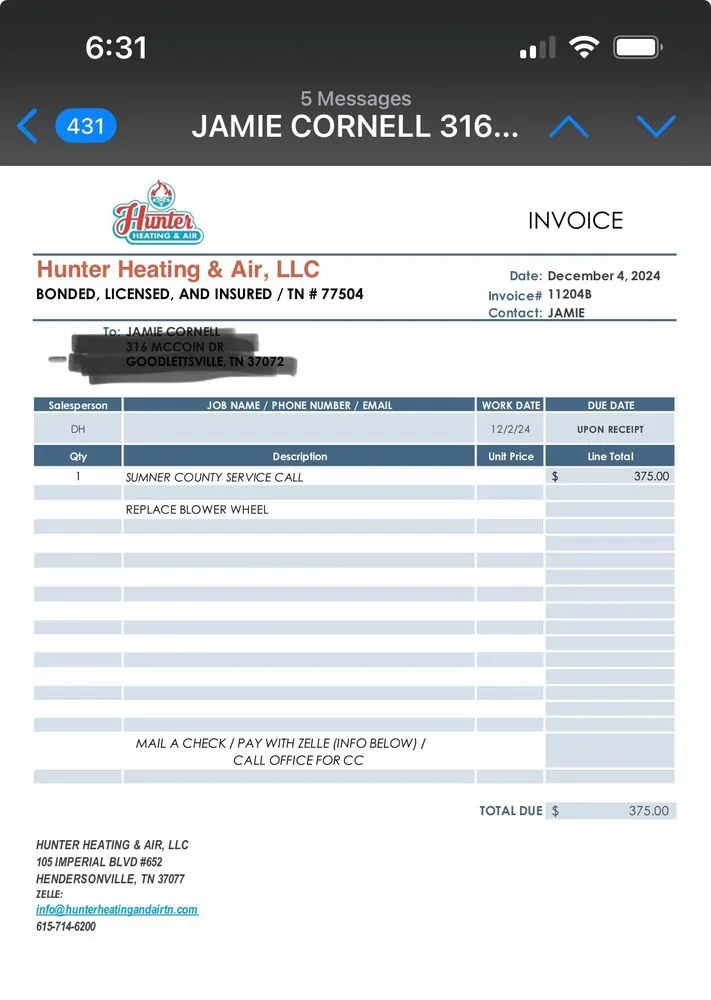 Slide of Hunter Heating & Air