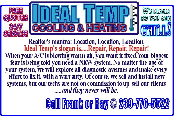 Slide of Ideal Temp Cooling & Heating