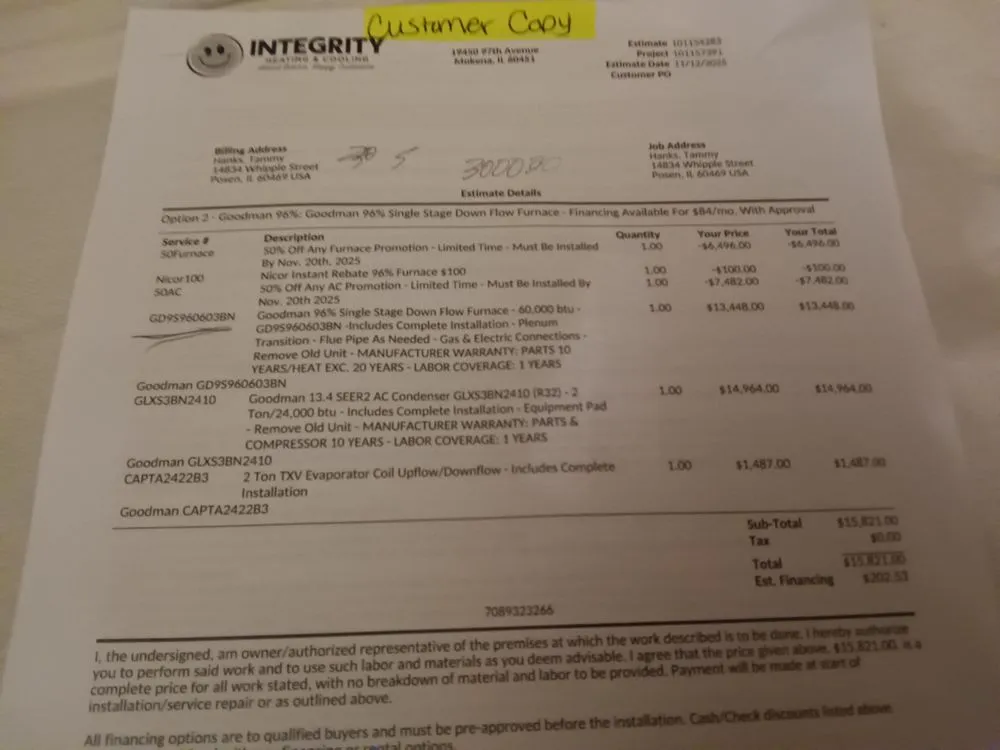 Slide of Integrity Heating & Cooling