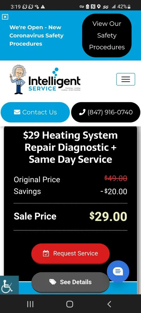 Slide of Intelligent Service: Plumbing, Heating, Cooling & Drain Cleaning