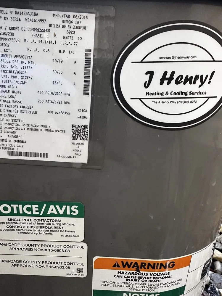 Slide of J Henry Mechanical Heating and Cooling