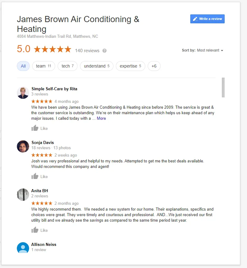 Slide of James Brown Air Conditioning & Heating