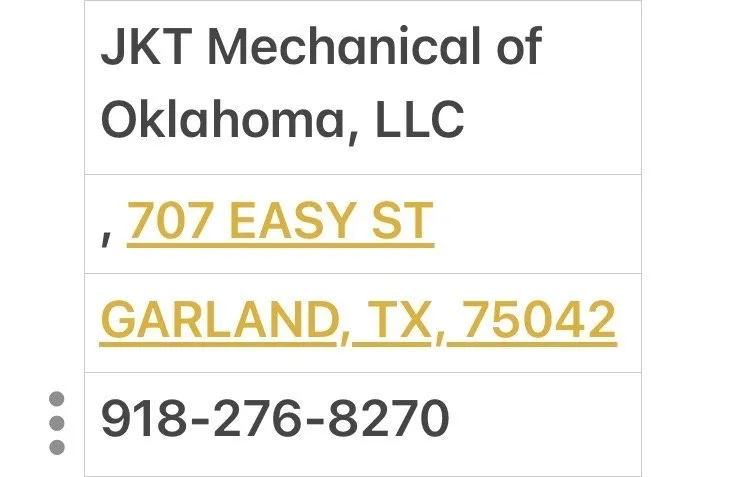Slide of JKT Mechanical of Oklahoma