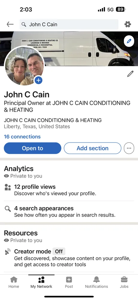 Slide of John C Cain Conditioning & Heating