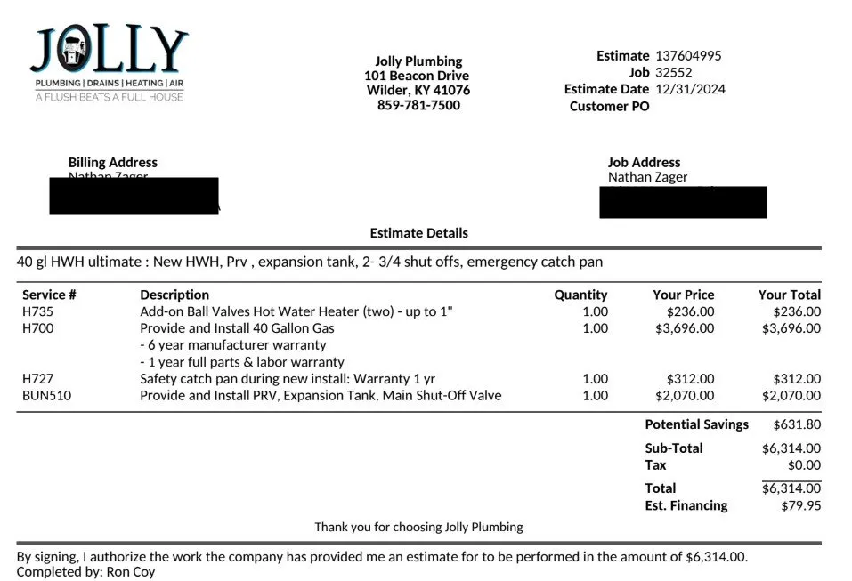 Slide of Jolly Plumbing | Drains | Heating | Air