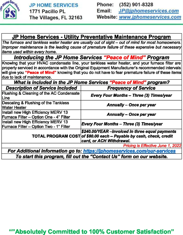 Slide of JP Home Services
