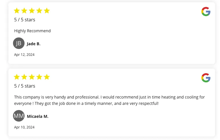 Slide of Just IN Time Heating & Cooling