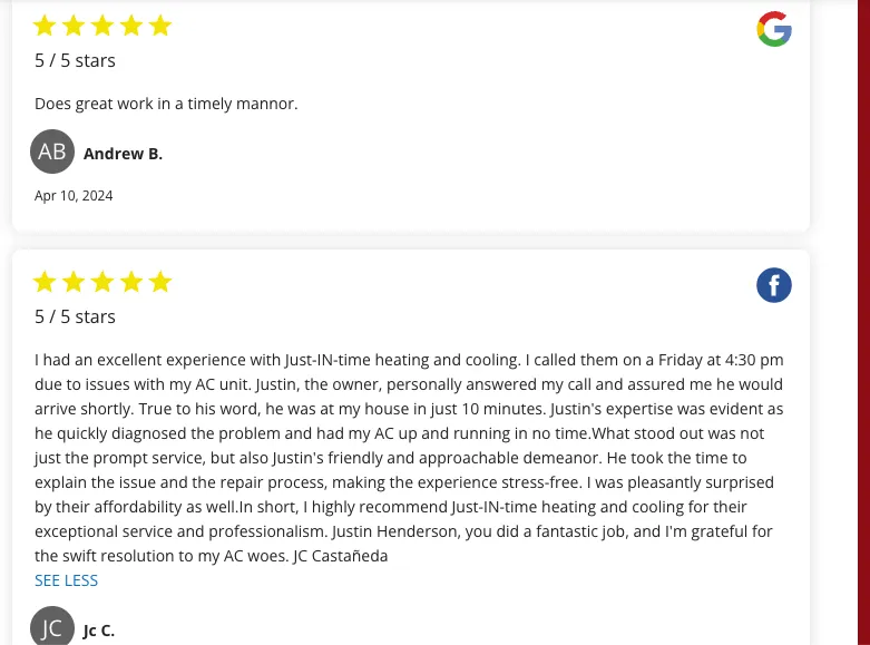 Slide of Just IN Time Heating & Cooling