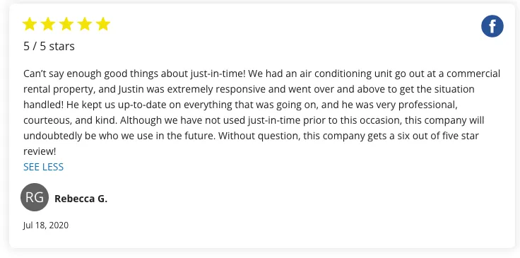 Slide of Just IN Time Heating & Cooling