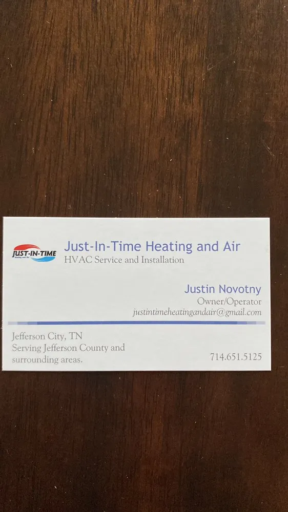 Slide of Just-In-Time Heating and Air