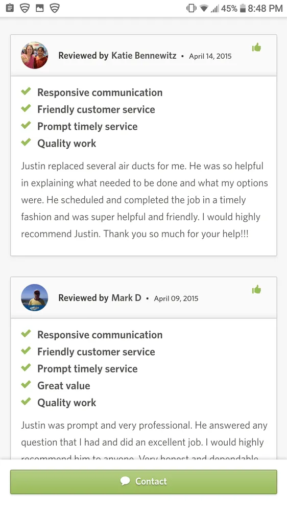 Slide of Justin's Heating & Cooling