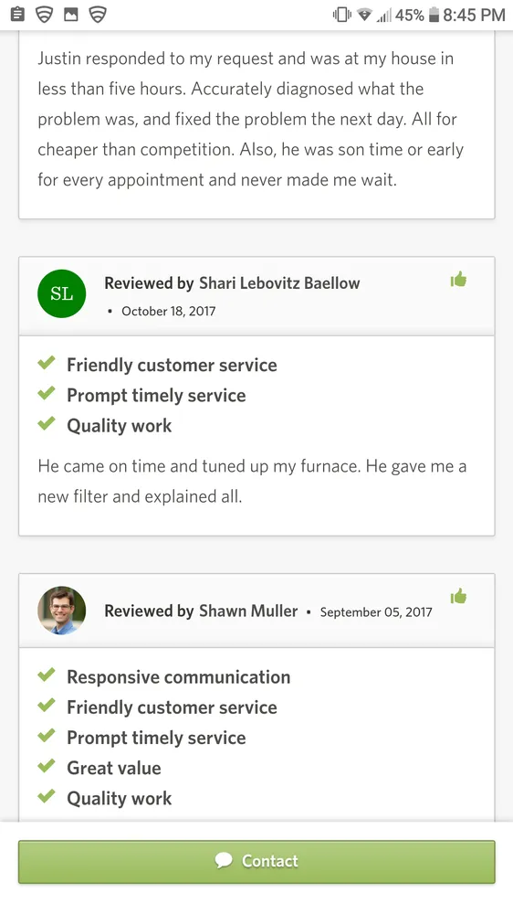 Slide of Justin's Heating & Cooling