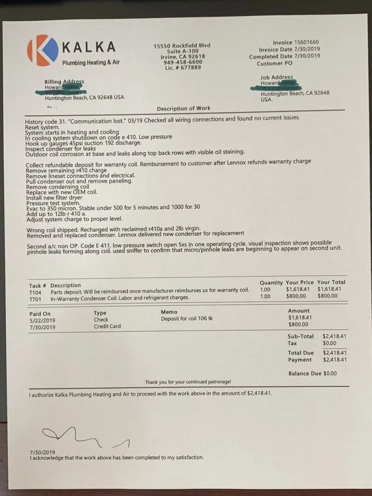 Slide of Kalka Plumbing Air Conditioning and Heating