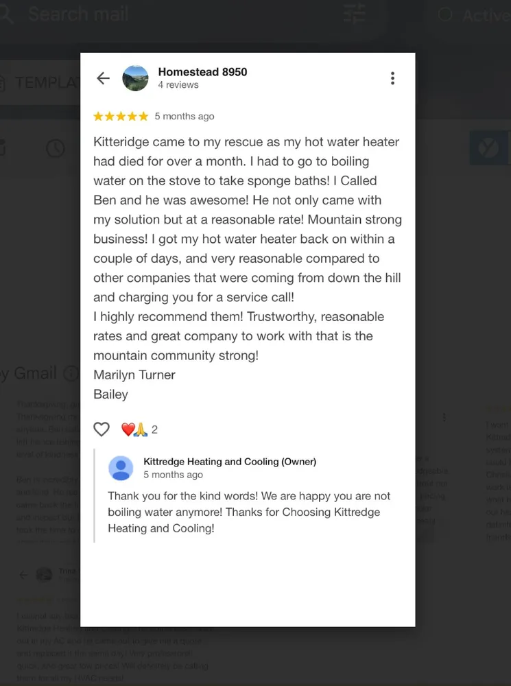 Slide of Kittredge Heating and Cooling