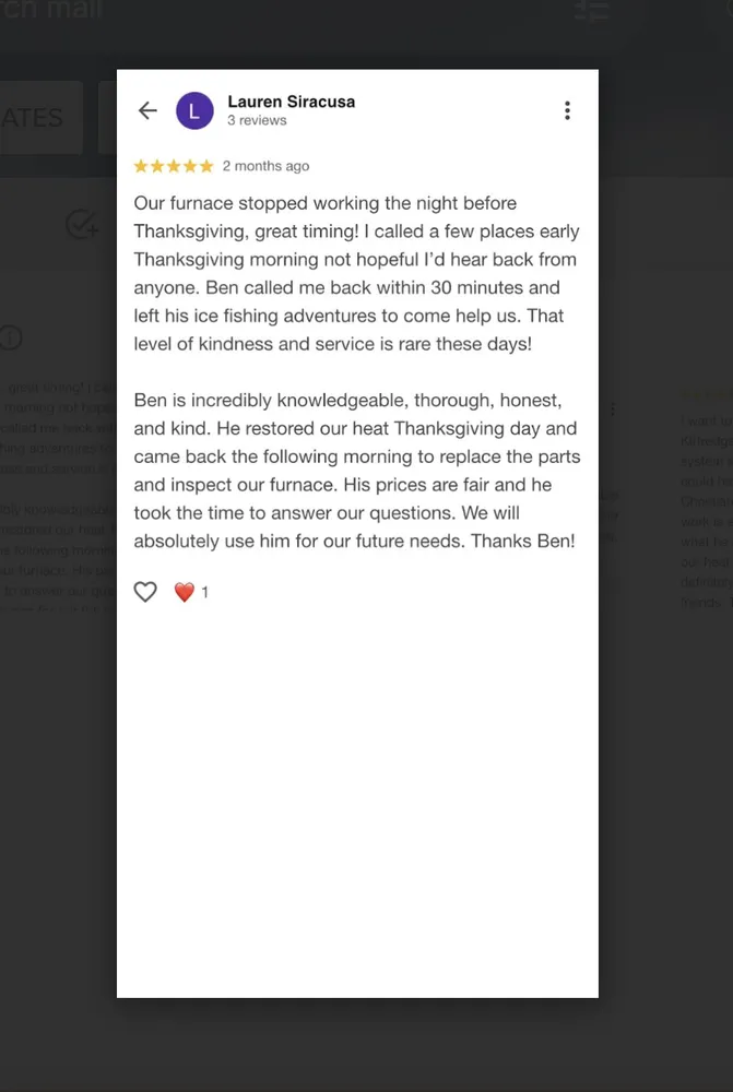 Slide of Kittredge Heating and Cooling