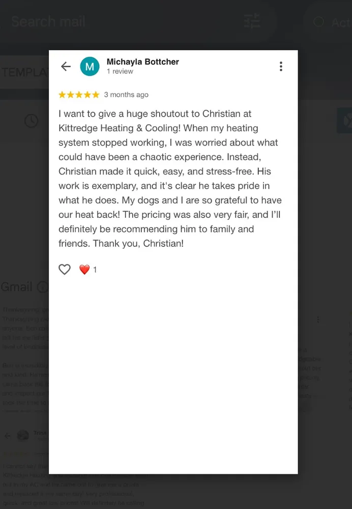 Slide of Kittredge Heating and Cooling