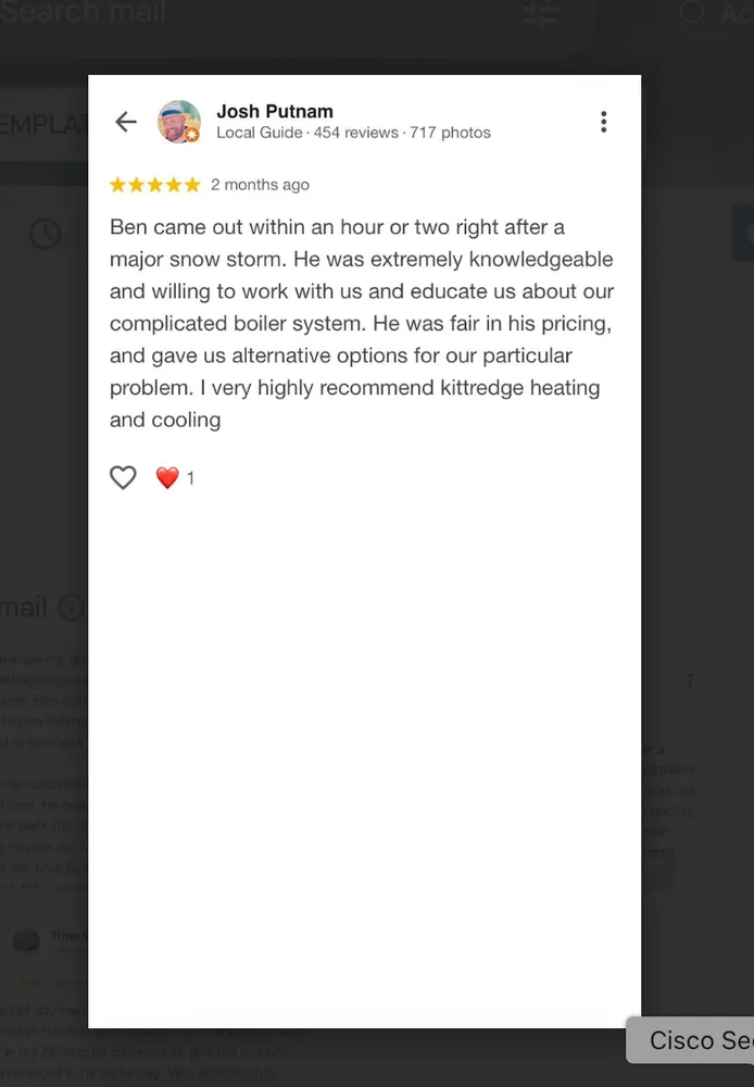 Slide of Kittredge Heating and Cooling