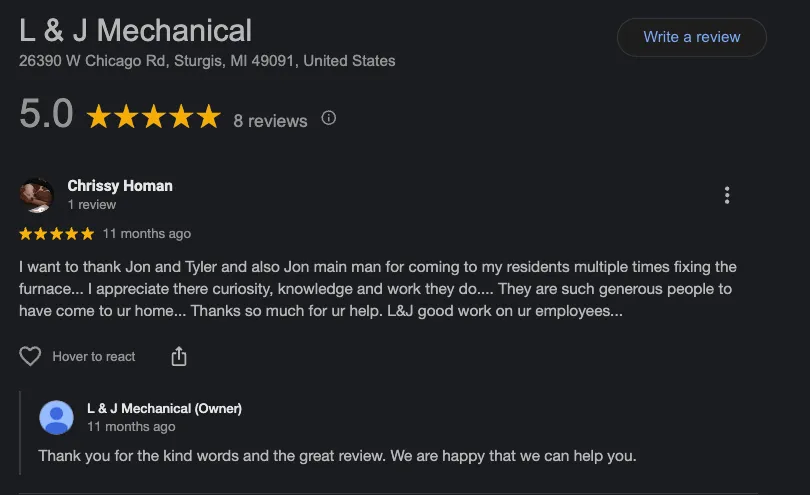 Slide of L & J Mechanical