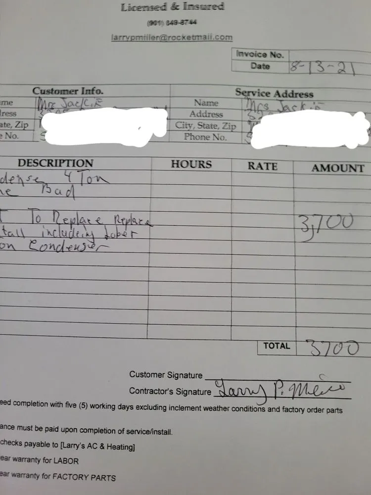 Slide of Larry's AC & Heating